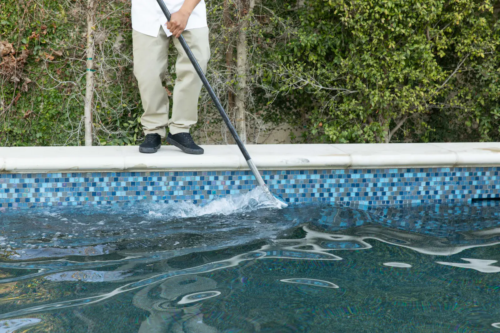 Skim, brush, and vacuum